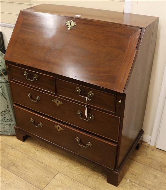 A George III mahogany bureau, W.97cm